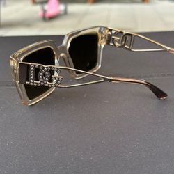 Dolce & Gabbana Crystal DG Logo Square Sunglasses - Light Brown