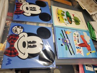 Lot of 4 Premium Papyrus Greeting Cards - Disney Mickey Mouse, Golf, Biplane