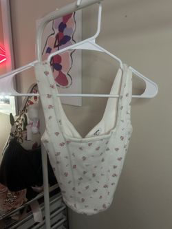 White With Flowers Tank Top