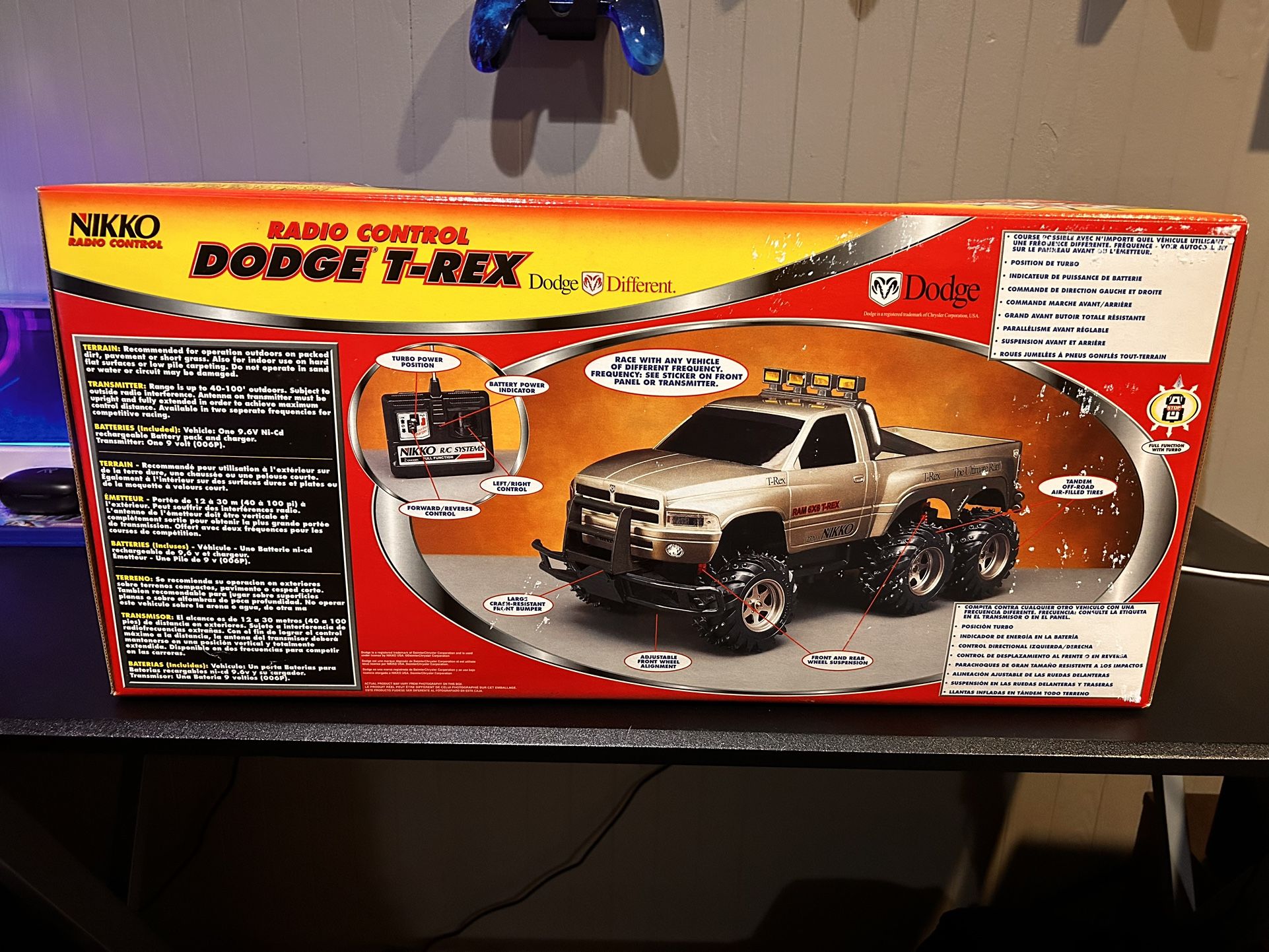 Vintage Nikko Dodge Ram 6x6 T-Rex RC Truck Unused Large 1:12 Scale Box