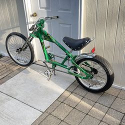 Green Schwinn Stingray Chopper Bike