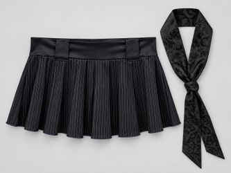 Dreams Sexy Black Pinstripe Mini Skirt & Tie OS NWT