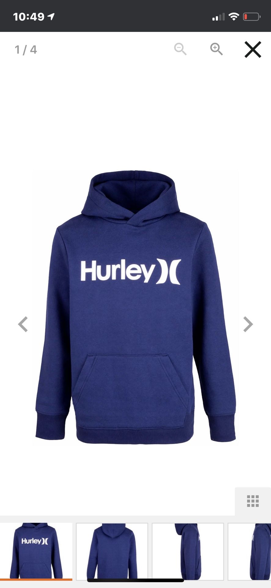 HURLEY BOYS (8) SMALL FLEECE PULLOVER HOODIE