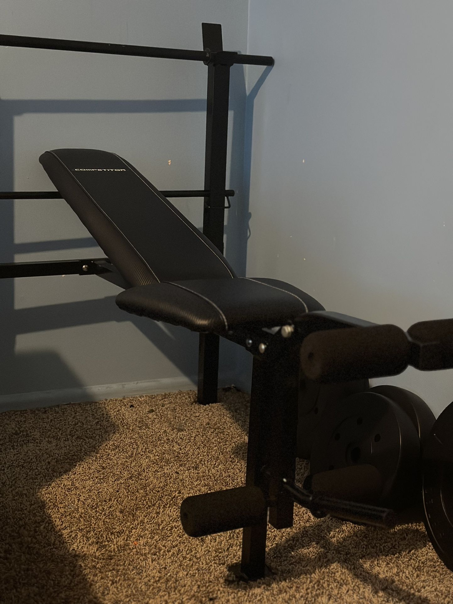Men’s Full Size Workout Bench With 50 And 20 Pound Weights Included