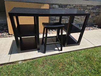 Black desk with stool
