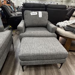 Evella Fabric Chair With Ottoman 