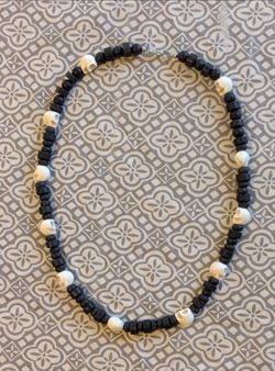 Black Lava Bead Skull Necklace