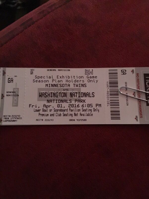Nationals preseason tickets
