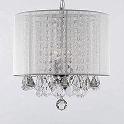 Crystal chandelier with large white shade Lamp