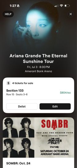 4 Ariana Grande Tickets To Sunrise