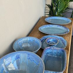 Pottery Serving Pieces - Matching 6 Items