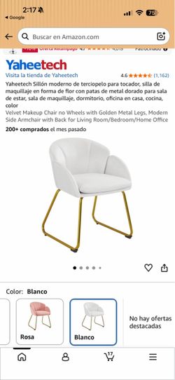 Yaheetech Velvet Accent Chair with Gold Metal Legs