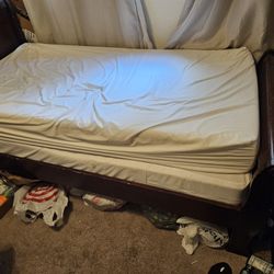 Twin Bed Frame, Riser, And Mattress