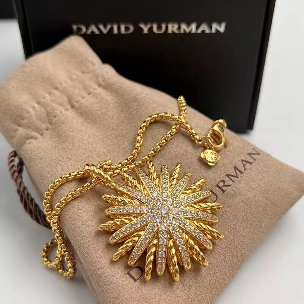 David Yurman 18k Gold & Diamond Starburst Pendant Necklace