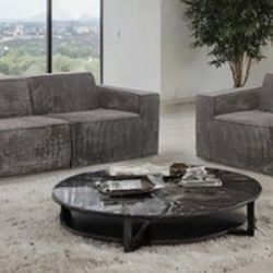 Brand New Grey Super Plush Compressed Foam Sofa & Loveseat 