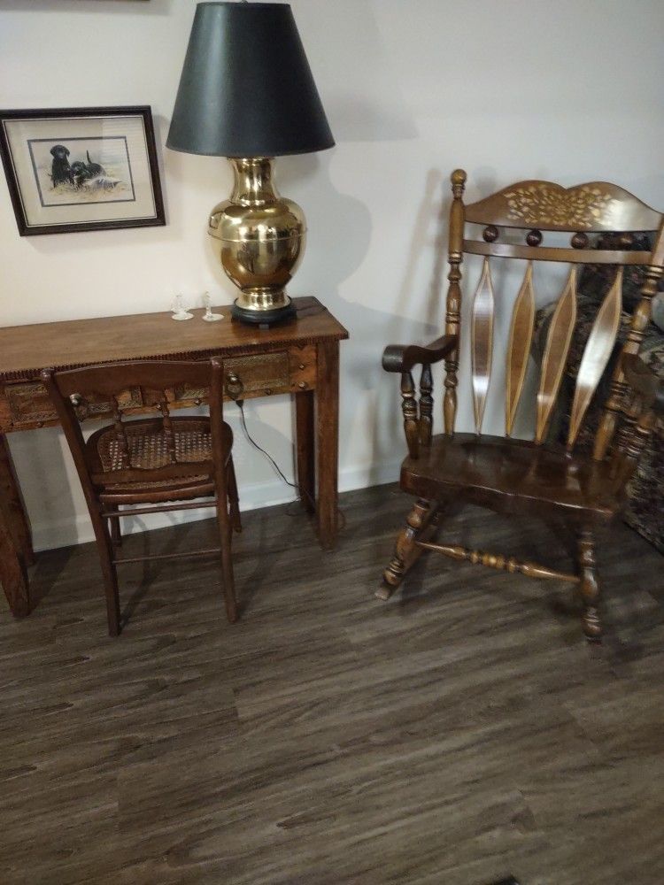 Nice Little Desk With Chair And Old Rocker