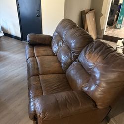 Used Leather Reclining Couch 