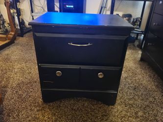 2 Drawer Black Nightstand