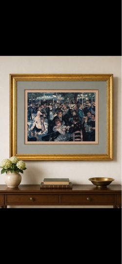 Large Framed Renoir “Moulin de la Galette” Art Print – 34” x 27” Gold Frame