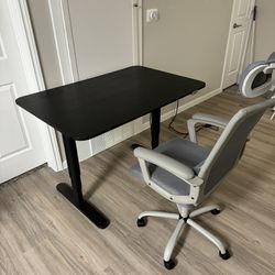 Black Electric Height Adjustable Standing Desk And Chair 