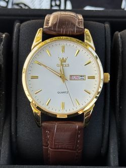 Olevs Watch White Gold Brown