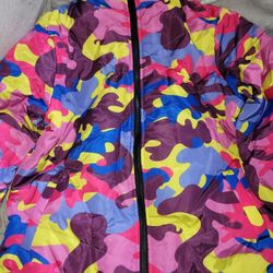 Baoiwei Unisex Camouflage Print Puffer Jacket Women Men Long Sleeve Short Down Jacket Zip Winter Warm Outerwear Overcoat