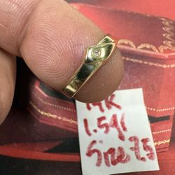 14K Solid Gold Ring For Wedding With Little Diamond 💎 1.5Gr Size 7.5