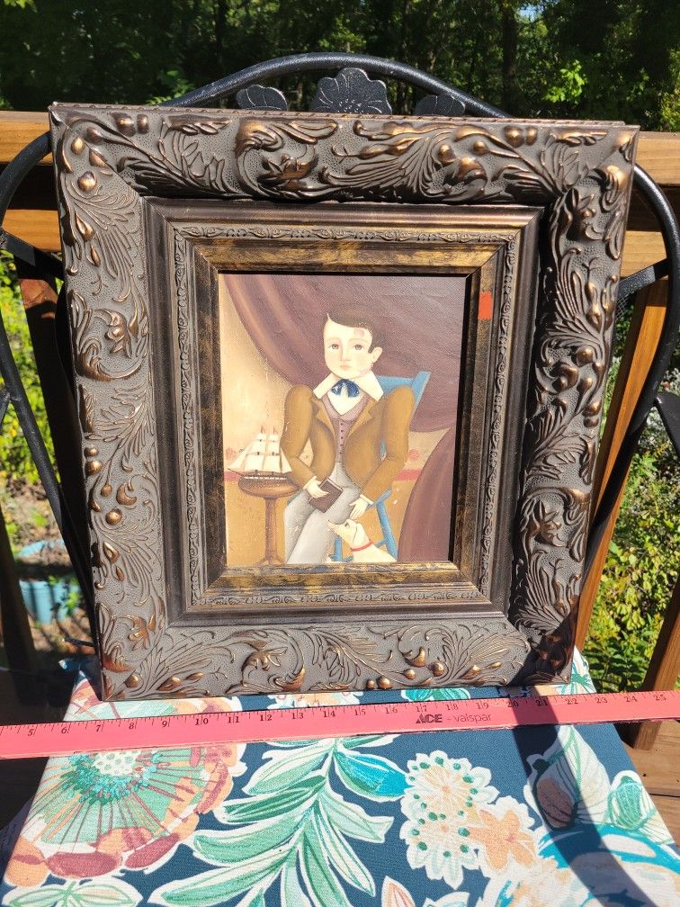 Original painting in very heavy ornate frame