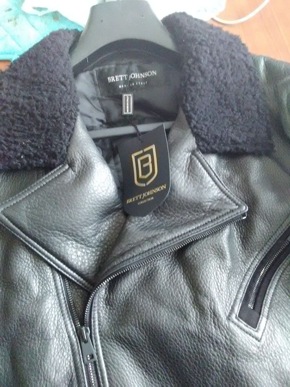Brett Johnson black leather jacket