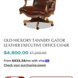 OLD HICKORY TANNERY GATOR LEATHER EXECUTIVE OFFICE CHAIR