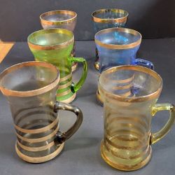 Vintage Romanian Glass 6 Mugs