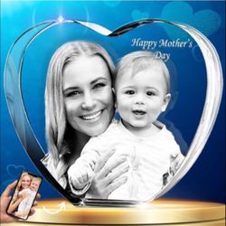 Crystal Photo, Mothers Day Gifts for Mom, Wife, Women, Husband, Men, Great Personalized Gift using any Photo, 3D Crystal Heart, Custom 3D Picture, Cus