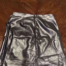 Cider Black Leather Skirt 