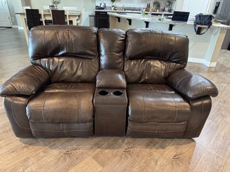 Ashley Leather Dual Reclining Loveseat w/ Console
