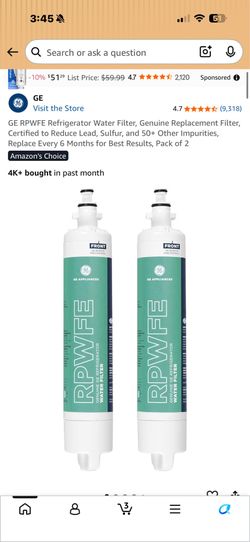 New in open box GE water filter 2 pack