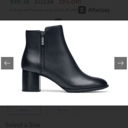 Women’s Black Leather Bootie Anti Slip 