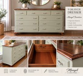 Solid Wood Dresser (plus mirror/glass top)- Excellent. Free Local Delivery!
