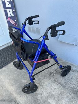 Blue 4-Wheel Rollator Walker with Seat