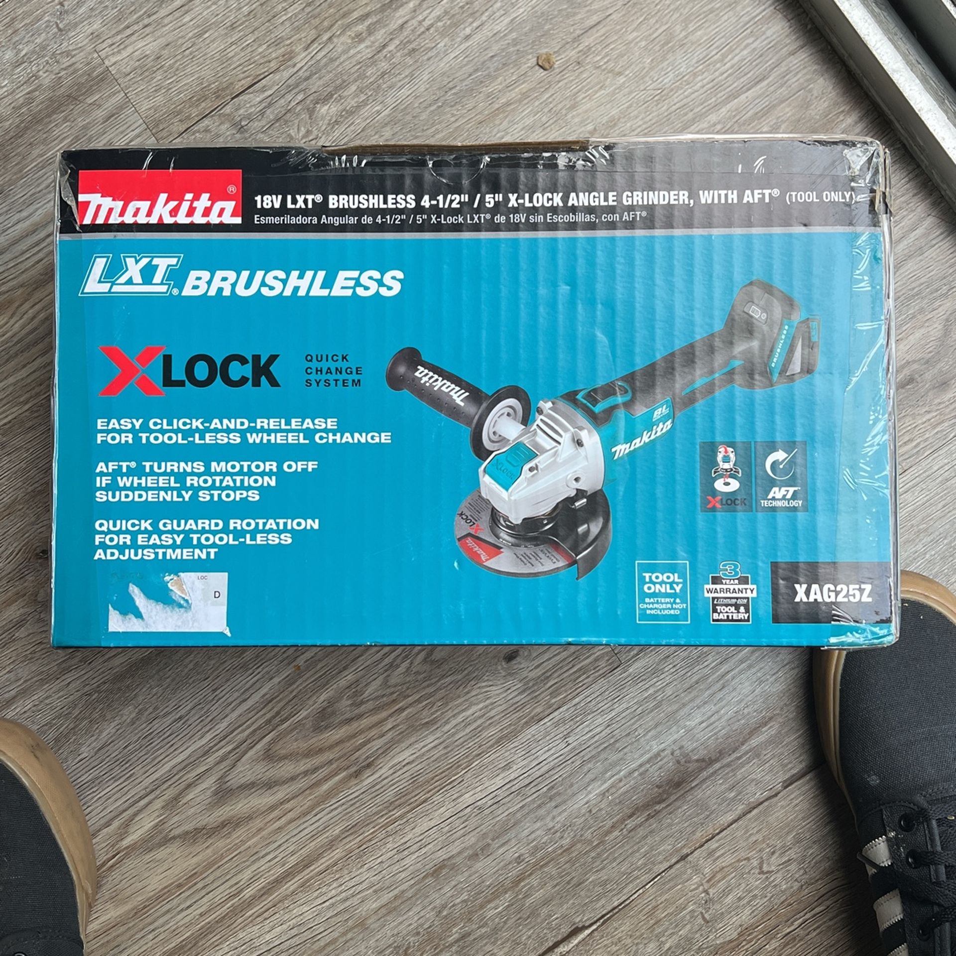 Makita 18V LXT® Lithium‑Ion Brushless Cordless 4‑1/2" / 5" X‑LOCK Angle Grinder, with AFT®, Tool Only