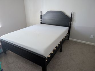 Wood Queen Size Bed Frame with Wooden 50" Tall Headboard