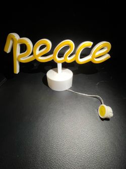 Peace Neon Sign Desk Light Yellow