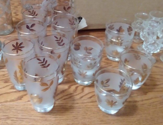 MCM Gold Leaf Glassware 