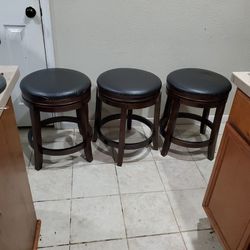 Ashley Furniture UPh Swivel Stools Set Of 3 Real Leather Real Wood