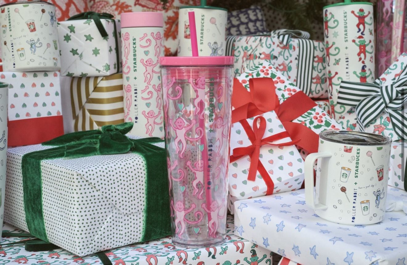 NEW Starbucks x Roller Rabbit  Limited Edition Collab  Pink Monkey 24 oz Tumbler