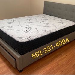 Gray Queen Bed With Nice 10” Orthopedic Supreme Mattress Included 📍 