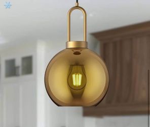Soji 8 in. 1 Light 60-Watt Aged Gold/Copper Glass Pendant Light