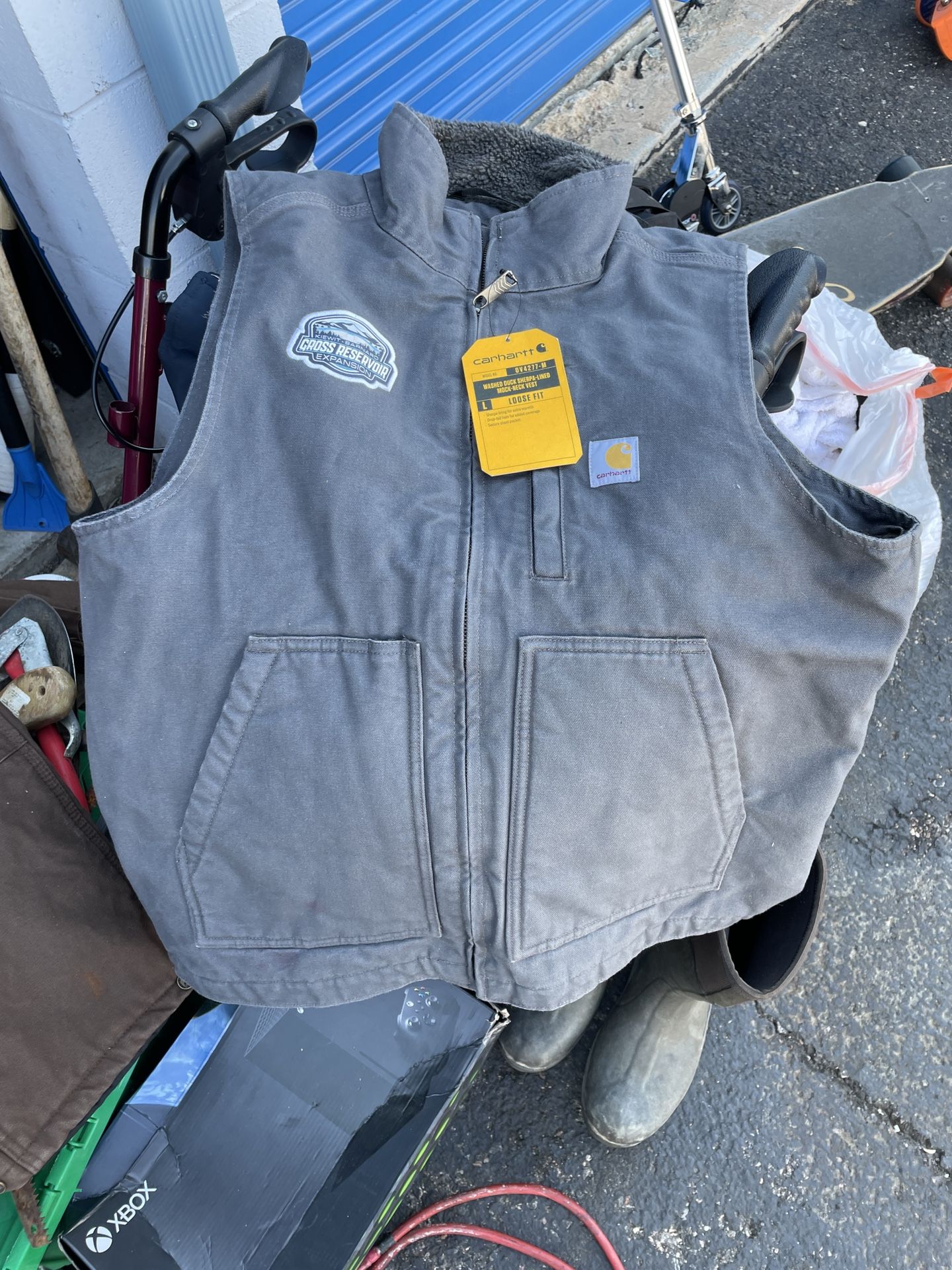 Carhartt Men's Loose Fit Washed Duck Sherpa-Lined Mock-Neck Vest