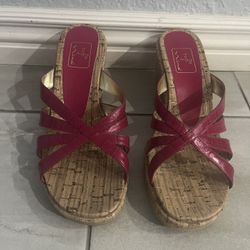 Brand New Women’s Fuchsia Colored Wedge Sandals 