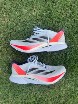 Adidas Adizero Boston 12 Men Running Shoe White Aurora Solar Red IF9210 SZ 10.5 US