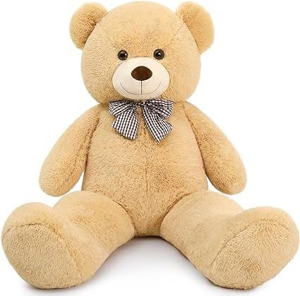 Giant Big Teddy Bear 4 Feet 47 inch Life Size Tan Plush Bear Brown Stuffed Animal for Children Boyfriend VALENTINES GIFT